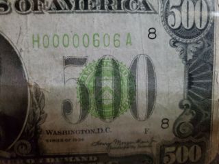 1934 $500 Dollar Bill Low Serial Number