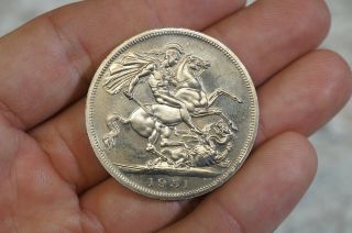 1951 Copper - Nickel Coin Great Britain Crown Five Shillings King George Vi