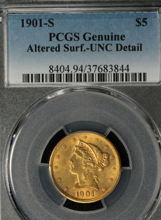 Uncirculated 1901 - S $5 Liberty Gold Half Eagle Pcgs Unc Details