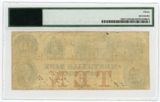 1861 $10 The Monticello Bank - Charlottesville,  VIRGINIA Note PMG Ch.  F 15 2