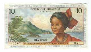 French Antilles - 1964,  Ten (10) Francs