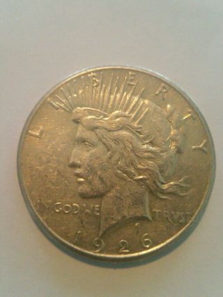1926 - S Peace Dollar Au Coin,  Low Mintage Only 6.  9m (275)