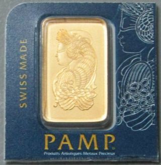 Pamp Suisse Gold 2 1/2 Gram Fortuna Bar With Assay Certificate