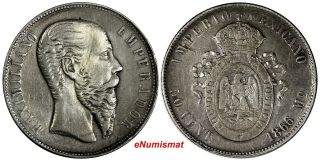 Mexico Empire Of Maximilian Silver 1866 Mo 50 Centavos Mintage - 31,  000 Rare Km387