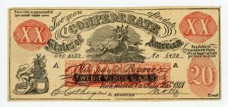 1861 Ct - Xx1/b1 $20 " Female Riding Deer " Confederate States Fantasy Note