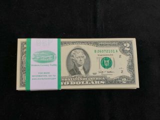 Tt Fr 1939 - B 2009 $2 Frn York,  Ny Pack Of 100 Gem Notes Sequential Wow