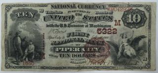 Series 1882 $10 National Currency Bank Note 5322 First Natl Bank Of Piper City