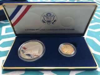 United States Constitution Coins Proof Set 1987 $5 Dollar Gold $1 Silver