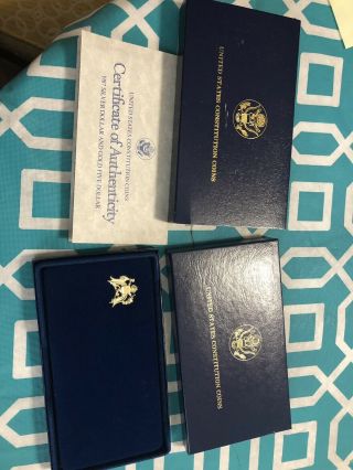 United States Constitution Coins Proof Set 1987 $5 Dollar Gold $1 Silver 2