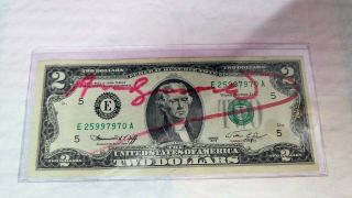 1976 Bicentennial Andy Warhol Signed 2 Dollar Bill