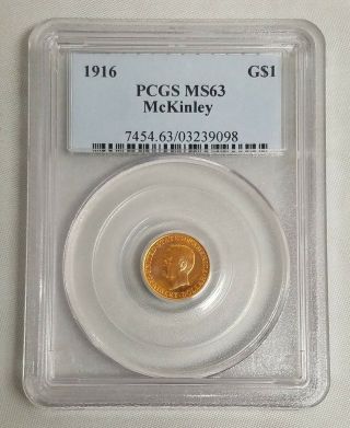 1916 Commemorative Gold Dollar,  $1 Gold Mckinley Pcgs Ms 63