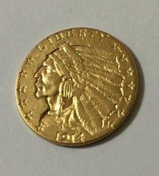 1914 Indian Head Type $2.  50 Dollar Quarter Eagle Key Coin MS 3