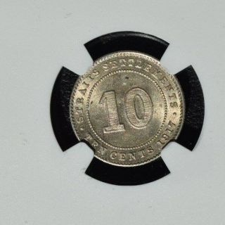 1917 Straits Settlements 10 Cents,  NGC MS 61,  Malaysia 3