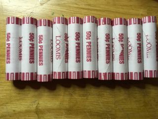 Unsearched 10 Rolls Lincoln Cents 500 Pennies,  Some Copper Bullion Pennies