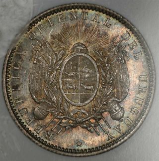 1877 - A Ngc Ms64 Uruguay 20 Centesimos