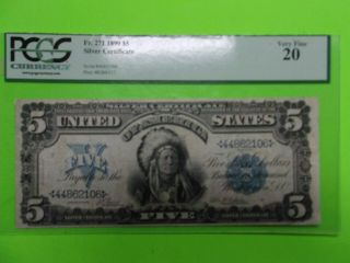 Fr 271 $5 1899 Indian chief Silver Certificate Five Dollar Note 5 dollar bill 2
