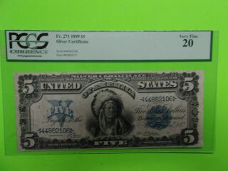 Fr 271 $5 1899 Indian chief Silver Certificate Five Dollar Note 5 dollar bill 3