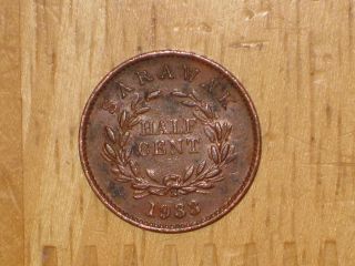 Sarawak 1933 H 1/2 Cent Coin Very Fine