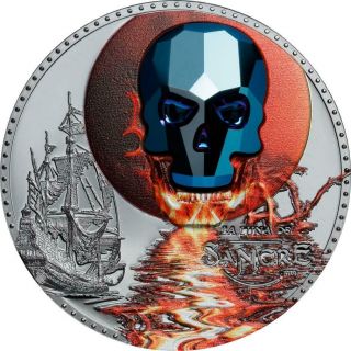 Equatorial Guinea 2019 1000 Francs Luna Sangre Blood Moon Crystal Skull 1oz Coin
