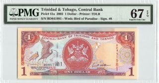 Trinidad & Tobago 2002 P - 41a Pmg Gem Unc 67 Epq 1 Dollar