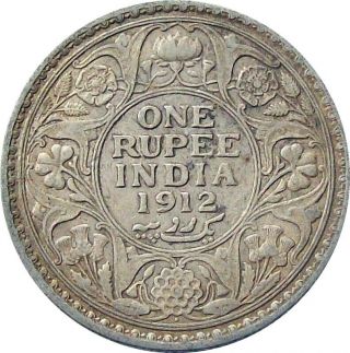 British India Rupee - 1 Silver Coin 1912 George V Cat № Km 524 Vf