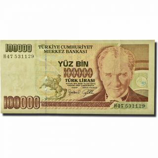 [ 564285] Banknote,  Turkey,  100,  000 Lira,  L.  1970,  1997,  Km:206,  Au (50 - 53)