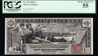 Awesome 1896 $1 EDUCATIONAL Silver Cert PCGS 55 12458084 2