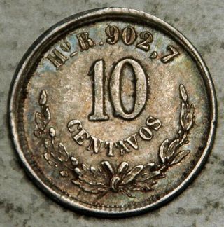 Mexico (hermosillo) Silver 10 Centavos 1874 Ho - R (rare 1 - St Date,  Double Date)