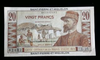 St Pierre Et Miquelon 20 Francs 1950 Uncirculated (soldier)