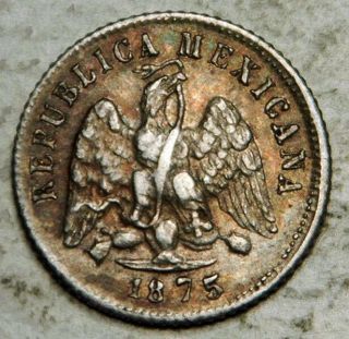 Mexico (alamos) Silver 10 Centavos 1875 As - L (toned Almost Unc)