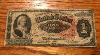 1886.  $1.  Silver Certificate,  Martha Washington,  Fine. ,  Large Red Seal