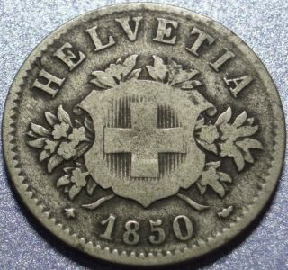 1850 The First Billon Or Silver 20 Rappen From The Federal State Of Switzerland