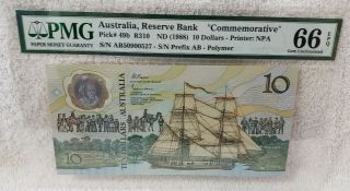 Australia,  Reserve Bank (nd 1988) $10 Dollars " Comm.  " P 49b Pmg 66 Epq Gem Unc
