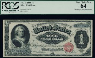 Fr.  215 1886 $1 Martha Silver Certificate Pcgs 64