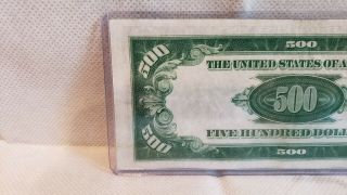 1934 $500.  00 FEDERAL RESERVE NOTE - YORK - LIME GREEN SEAL - VERY 5