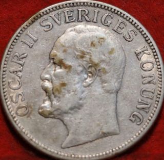 1907 Sweden 2 Kroner Silver Foreign Coin