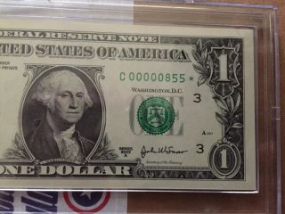 2003 $1 STAR DOLLAR LOW SERIAL NUMBER 2 NOTES UNCIRCULATED (844 - 855) 3 DIGITS 2