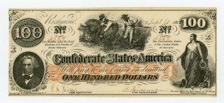 1862 Ct - 41/316a $100 The Confederate States Of America (ctft. ) Note Au