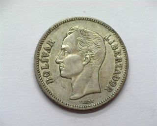 Venezuela 1936 Silver 2 Bolivares About Uncirculated