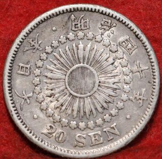 1907 Japan 20 Sen Silver Foreign Coin