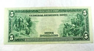 Scarce Note 1914 $5 Dollar Red Seal Federal Reserve Note Very Fine,  - Extra Fine 2
