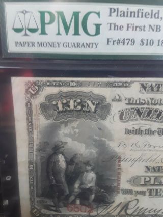 $10 1882 Brown Back Large US Note National Currency Plainfield NJ VF30 Fr 479 3