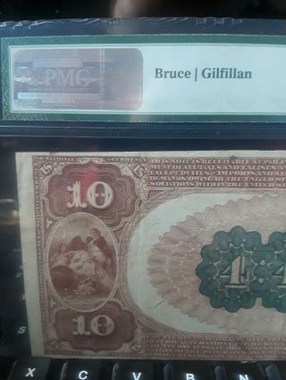 $10 1882 Brown Back Large US Note National Currency Plainfield NJ VF30 Fr 479 6