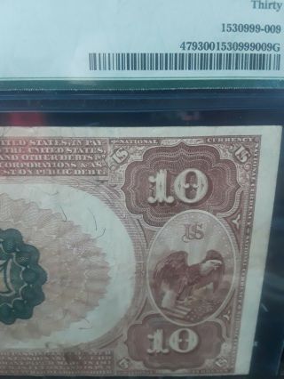 $10 1882 Brown Back Large US Note National Currency Plainfield NJ VF30 Fr 479 8