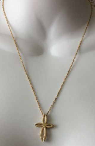 14k 14 K Italy Solid Yellow Gold Cross Pendant Necklace Wear Or Scrap 4.  1 Grams