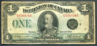 Dominion Of Canada 1923 $1 Bank Note
