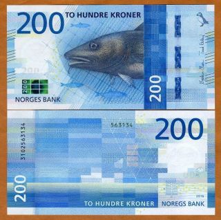 Norway,  200 Kroner,  2016 (2017),  P -,  Unc,  Redesigned