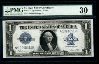 1923 $1 Silver Certificate Fr - 237 - " Star Note " - Graded Pmg 30 - Vf