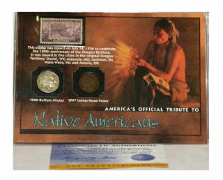 The Franklin 1920 Buffalo Nickel,  1836 Oregon Stam & 1907 Indian Head Penny