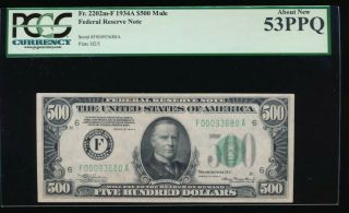 Set Of 1934 $500,  $100,  $50 ($500 Pcgs About 53 " Ppq ")